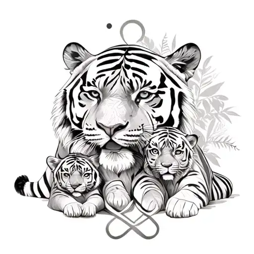 tiger family with 2 cubs the infinity symbol tattoo design idea
