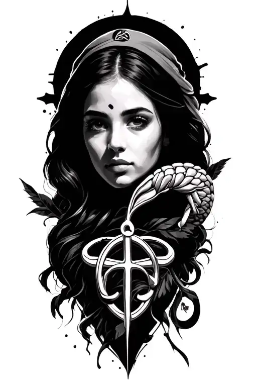 Create a tattoo that combines a reference to the Cancer zodiac sign, a woman, and something related to civil engineering tattoo design idea