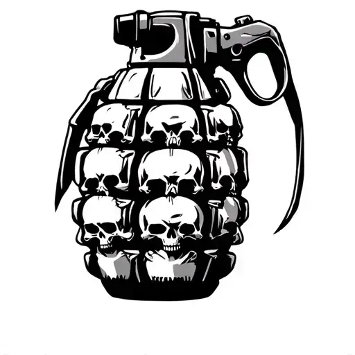 grenade made of lots of skulls facing each other tattoo design idea