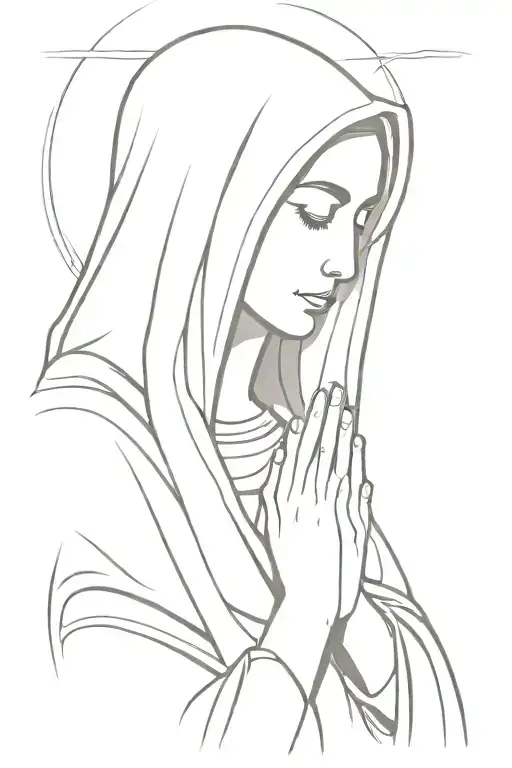 Virgin mary praying shedding a tear tattoo design idea
