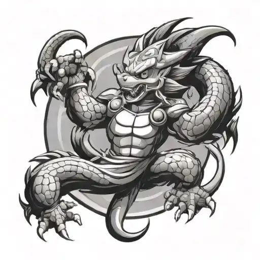 Give me an American traditional style dragon ball tattoo tattoo design idea