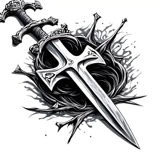  a sword honoring the cross  simple  tattoo design idea