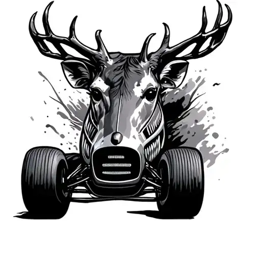 hunting and racing cars tattoo design idea