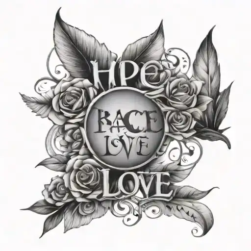 hope peace love tattoo design idea