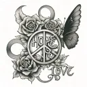 hope peace love tattoo design idea