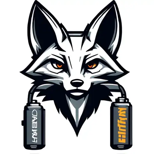Mechanical fox head logo. Fox head is plugged into a battery. Low detail, simple design. tattoo design idea