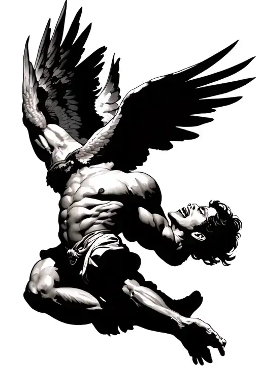 icarus laughing as he falls tattoo design idea