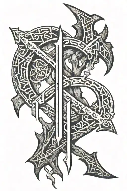 Bind Rune combines three runes tattoo design idea