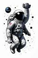 Simple lines no shading astronaut floating tattoo design idea