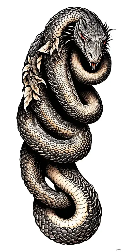 serpent circling arm, with son's name tattoo design idea