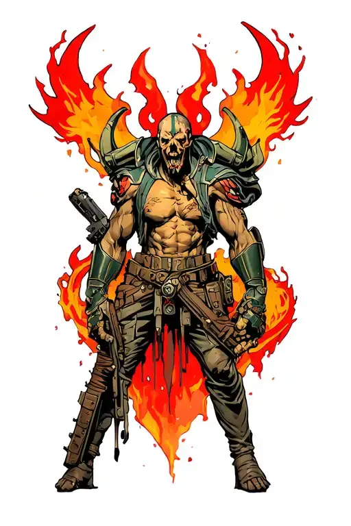 Testament of the doom slayer on exposed muscle tattoo design idea