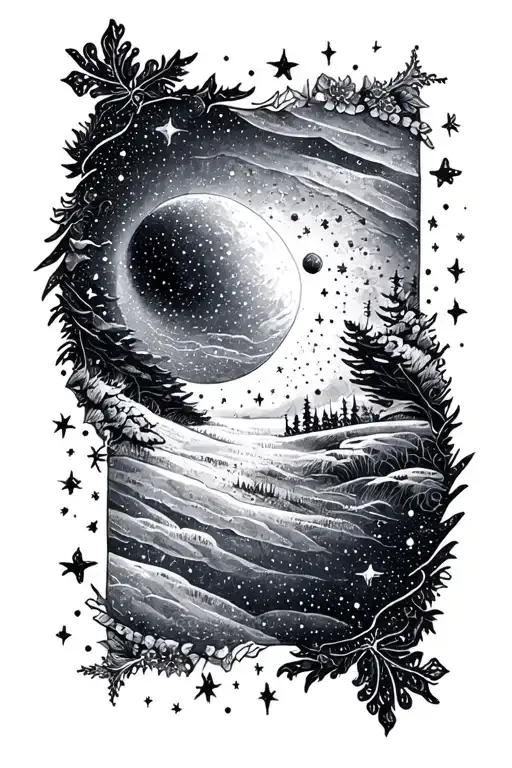 Little Dipper and Big Dipper made of intricate dotwork tattoo design idea