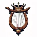 harp with crown hanging tattoo design idea