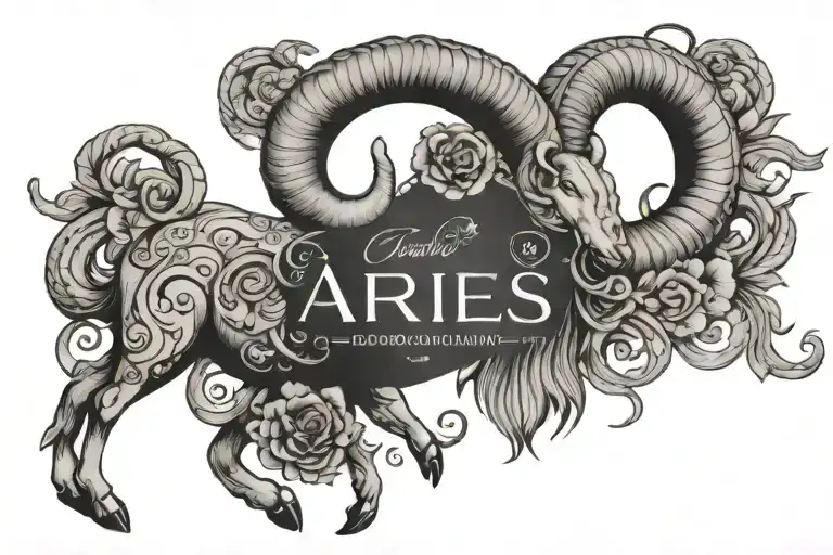 aries cancer zodiac sign with eternal love symbol with children's names incorporated tattoo design idea