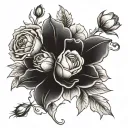 Black and grey roses   water Lilly  cosmos  sweet pea  aster marigold   carnation daisy Lilly tattoo Forearm tattoo tattoo design idea
