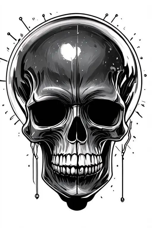 blown lightbulb in the shape of a skull. tattoo design idea