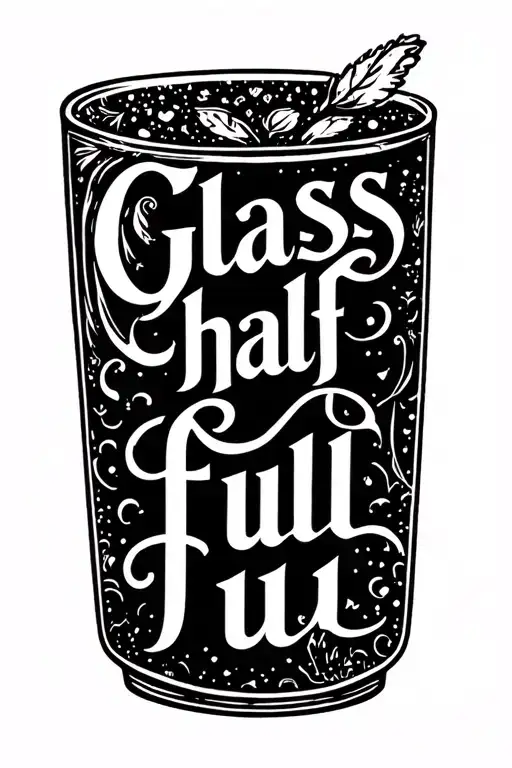 "Glass half full" "Glass half full" text tattoo design idea