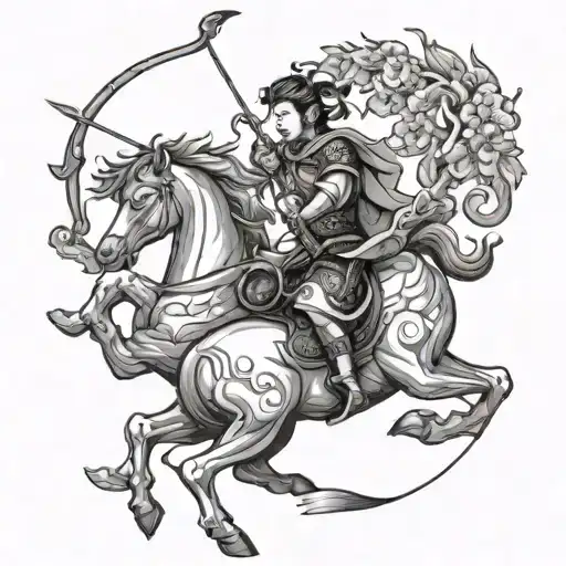 japanese sagittarius archer centaur tattoo design idea