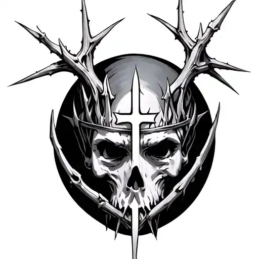thorn crown, 3 nails, cross made tattoo design idea