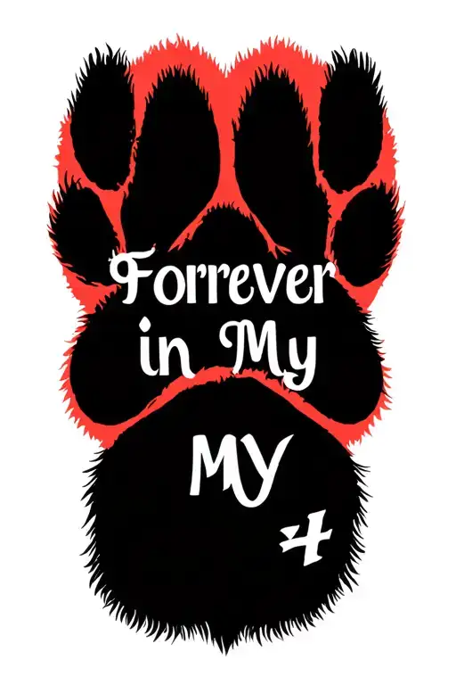 "Forever in my ❤️" Dog paw tattoo design idea