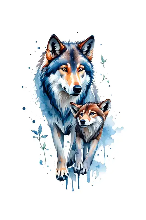 Patronus wolf with cubs tattoo design idea