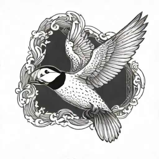 a flying puffin tattoo design idea