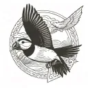 a flying puffin tattoo design idea