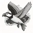 a flying puffin tattoo design idea