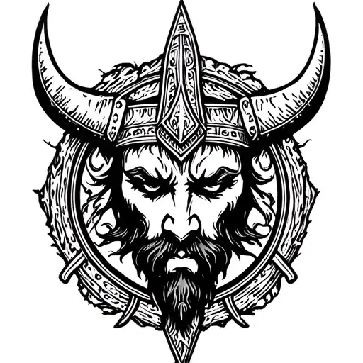 danish Viking symbol surrounded tattoo design idea