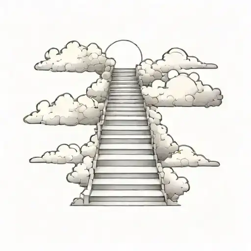stairs to heaven with clouds tattoo design idea