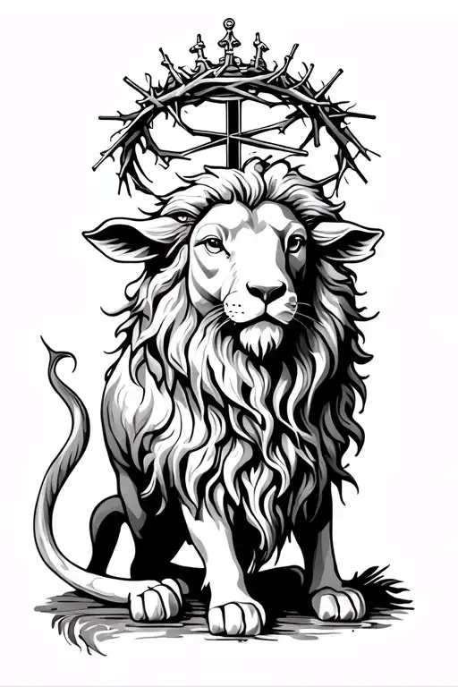 lamb, lion, alpha, omega, cross,  Jesus fish, crown of thorns  tattoo design idea