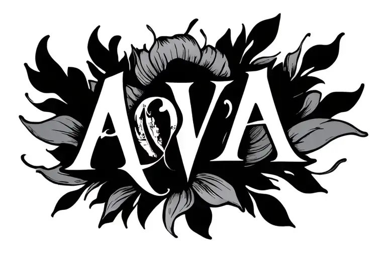 name written AVA tattoo design idea