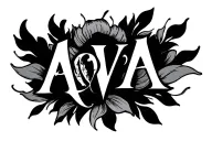 name written AVA tattoo design idea