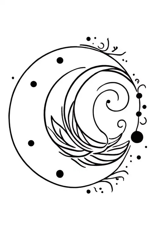 paisley moon phases tattoo design idea