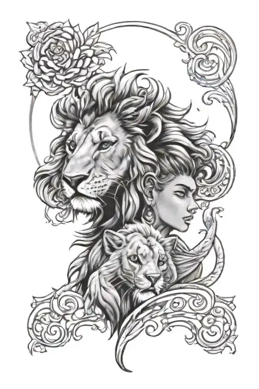 friend drawing Simba tattoo design idea
