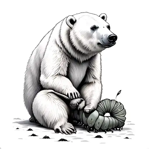 Polar Bear and caterpillar tattoo design idea