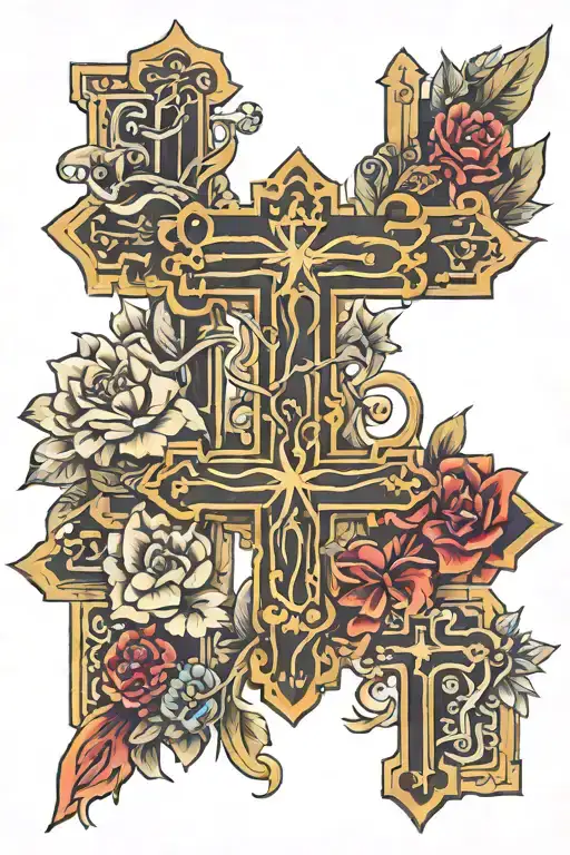 crosses horizontally tattoo design idea