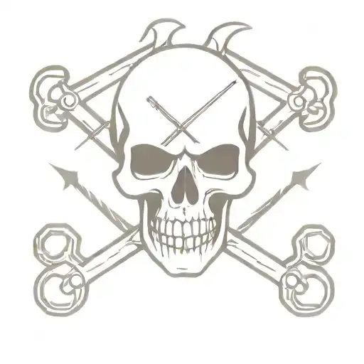 skull and wrenches crossed tattoo design idea