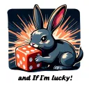 "and If I'm lucky" a rabbit hugging a dice tattoo design idea