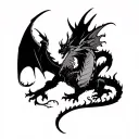 Demonic vs. Celestial Beasts: A giant dragon-like demon on one side, its body made of shadows and fire, battling a phoen tattoo design idea