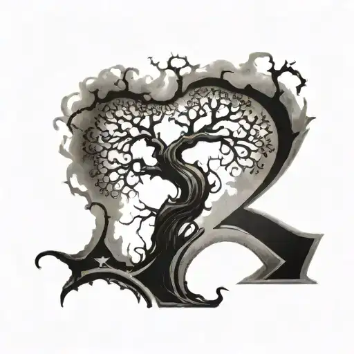 posion tree with an A initial somewhere tattoo design idea