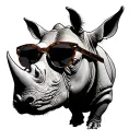 rhinoceros head wearing sunglasses tattoo design idea
