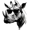 rhinoceros head wearing sunglasses tattoo design idea