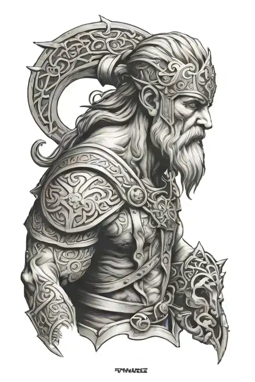tyr Norse god atlas holding tattoo design idea