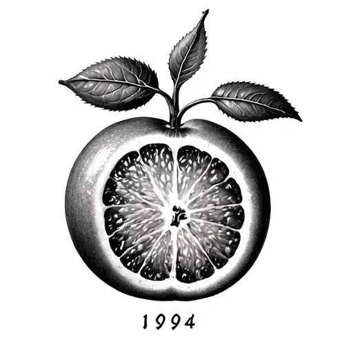 "1994"  one piece flare flare fruit tattoo design idea