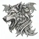 Roman wolf head tattoo design idea