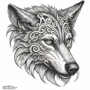 Roman wolf head tattoo design idea