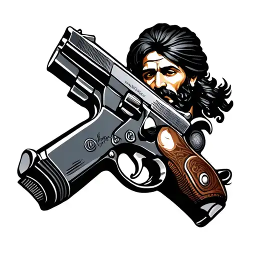 udham singh pistol tattoo design idea