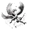 fenix and icarus falling tattoo design idea