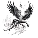 fenix and icarus falling tattoo design idea